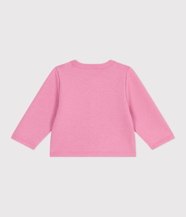 Babies' plain cotton cardigan pink