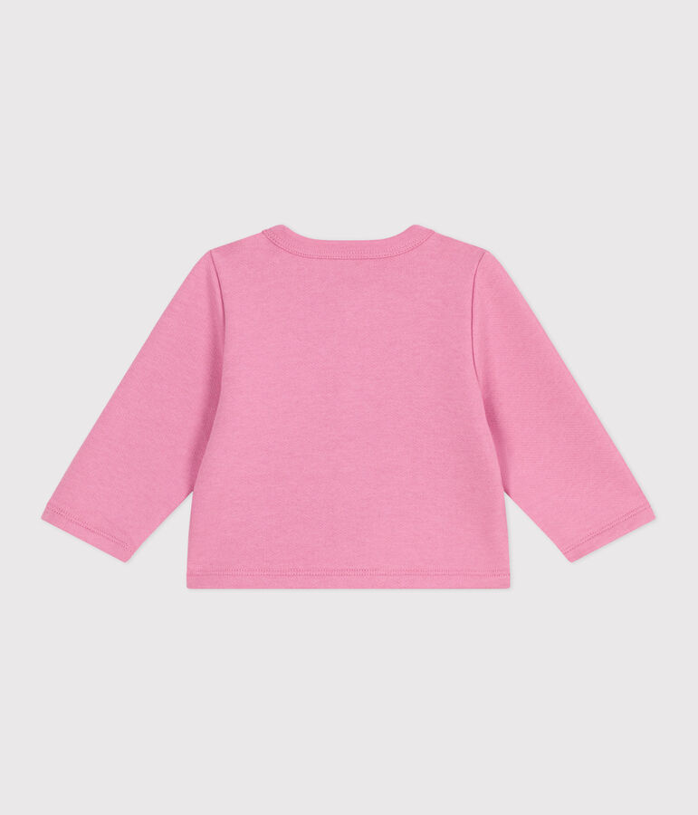 Babies' plain cotton cardigan BOUDOIR pink