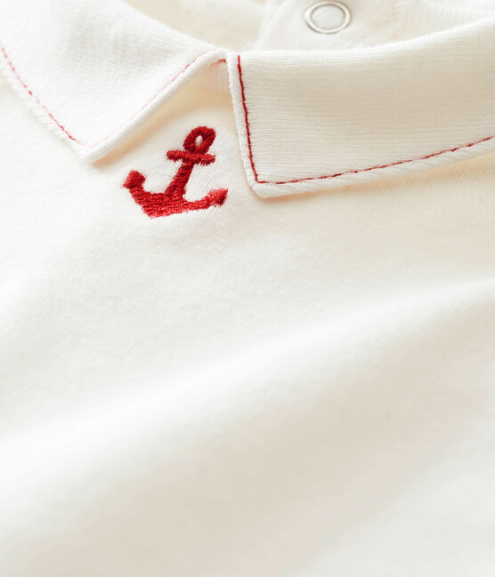 Baby boy's long sleeved blouse bodysuit MARSHMALLOW white