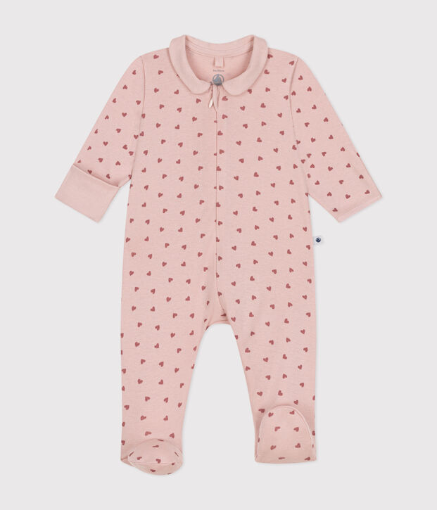 Babies' printed cotton pyjamas pink/pink