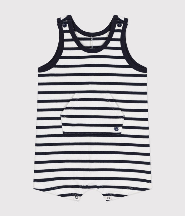 Babies' Striped Jersey Playsuit white/blue