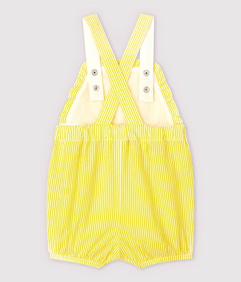 Baby Girls' Stripy Seersucker Dungaree Shorts yellow/white