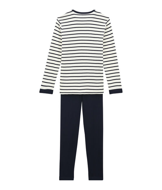 Boys' Velour Pyjamas SMOKING blue/COQUILLE beige