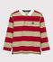 Boys' Striped Long-Sleeved Cotton Polo Shirt TERKUIT red/JERRYCAN