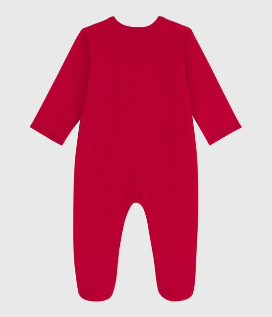 Babies' plain velour pyjama suit TERKUIT red