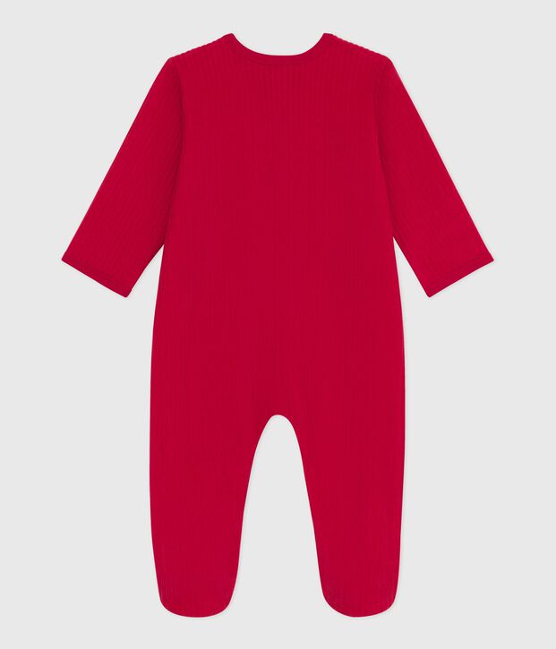 Babies' plain velour pyjama suit red