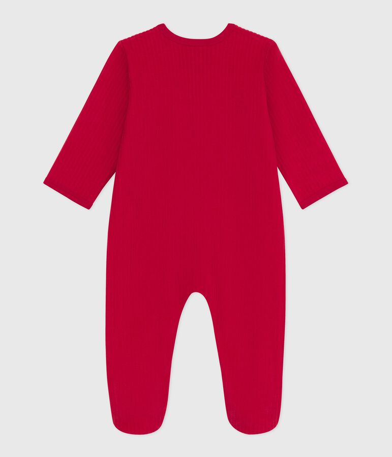Babies' plain velour pyjama suit red