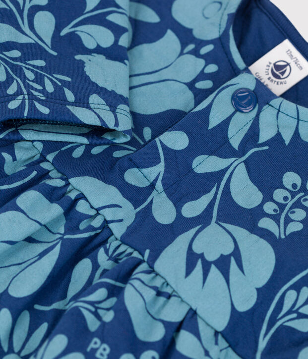 Babies' Long-Sleeved Patterned Quilted Tube Knit blue/blue