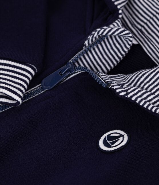 Babies' cotton hoodie with striped details SOIR blue