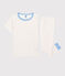 Boys' Short-Sleeved Red Star Pattern Organic Cotton Pyjamas MARSHMALLOW white/PEPS red