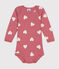 Babies' long-sleeved cotton body ROSEWOOD pink/MARSHMALLOW