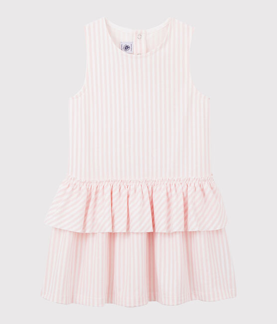 Girls' Sleeveless Jersey Dress MINOIS pink/MARSHMALLOW white