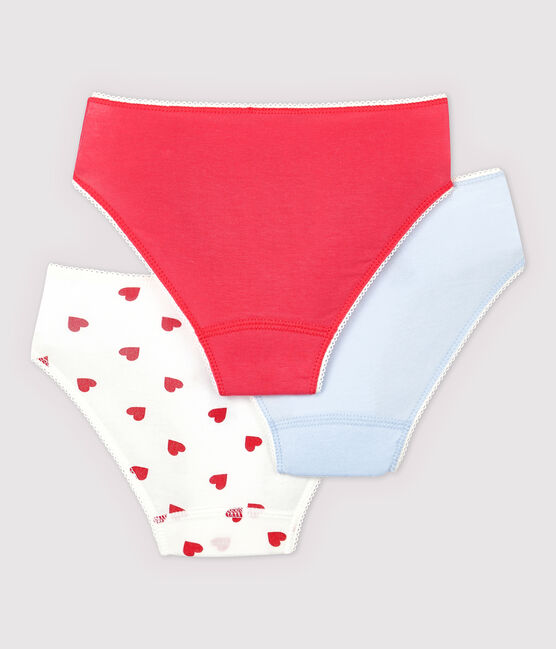 Girls' Red Heart Pattern Organic Cotton and Elastane Knickers - 3-Pack variante 1