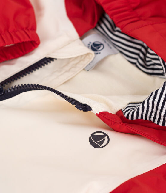 Babies' colour block printed windbreaker, pinstripe lining AURORA red/MULTICO