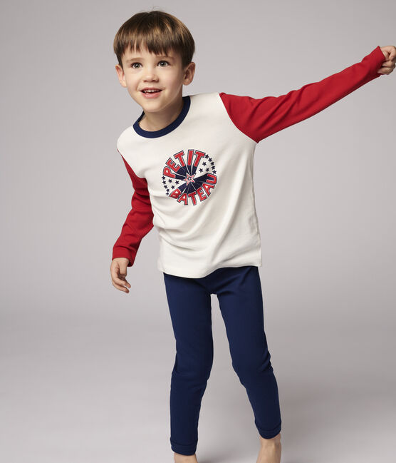 Boys' Cotton Pyjamas MEDIEVAL blue/MULTICO white