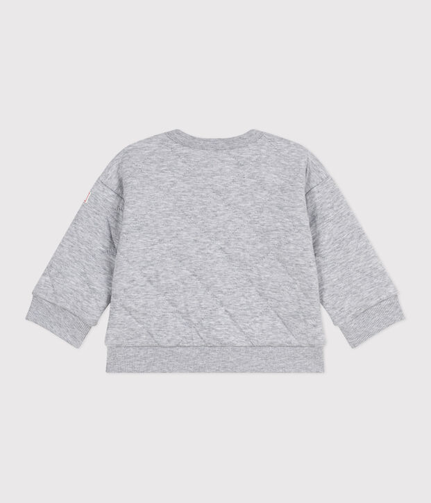 Babies' plain thick cotton cardigan grey