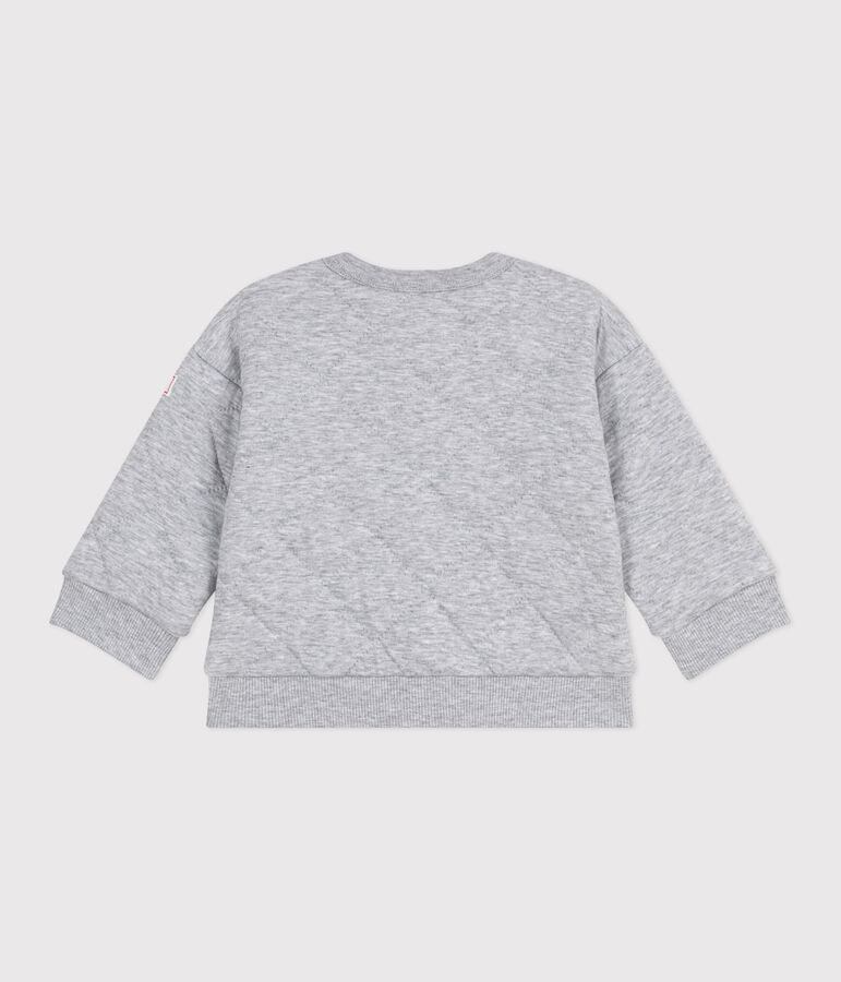 Babies' plain thick cotton cardigan grey