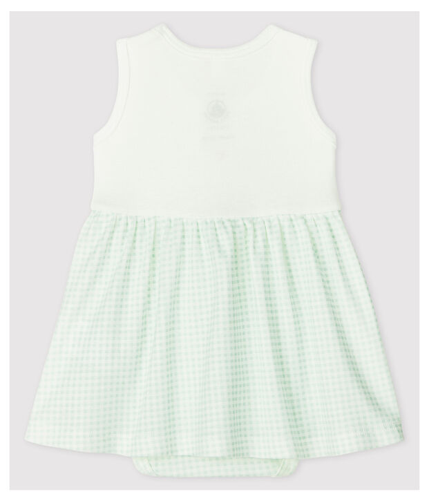 Baby Girls' Gingham Organic Cotton Bodysuit Dress white/blue