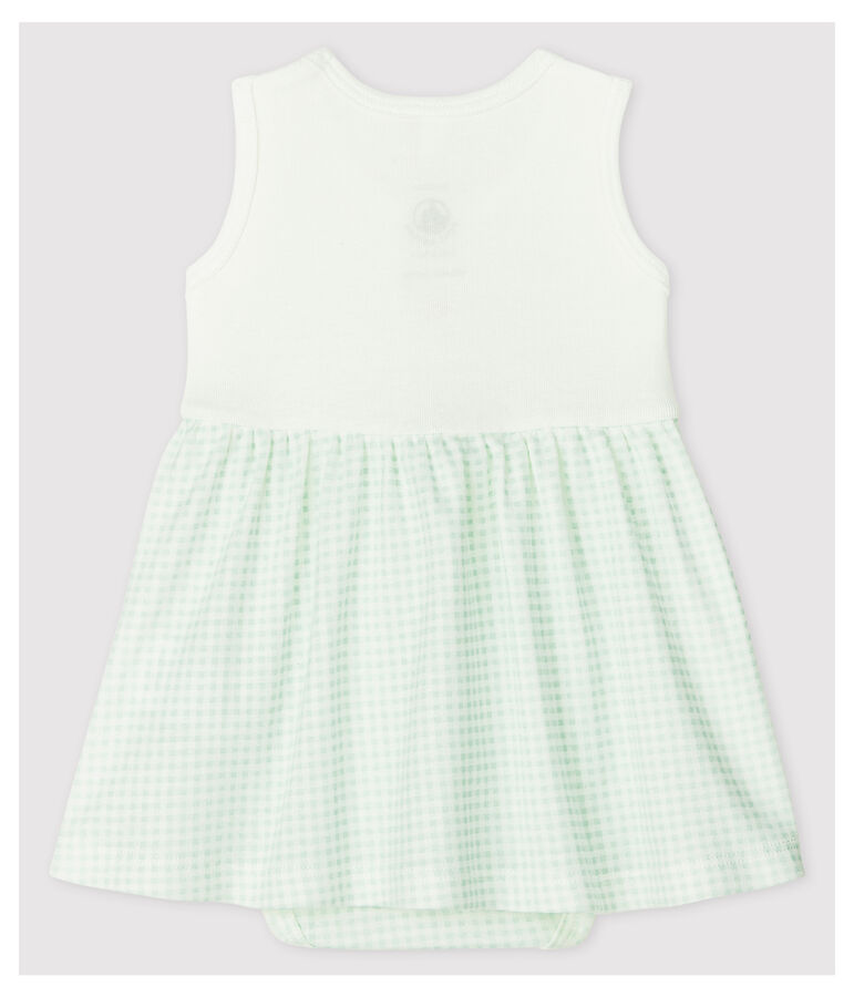 Baby Girls' Gingham Organic Cotton Bodysuit Dress white/blue