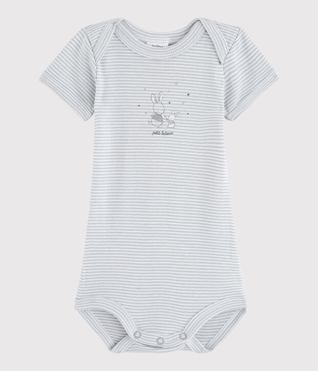 Unisex Babies' Short-Sleeved Bodysuit grey/white
