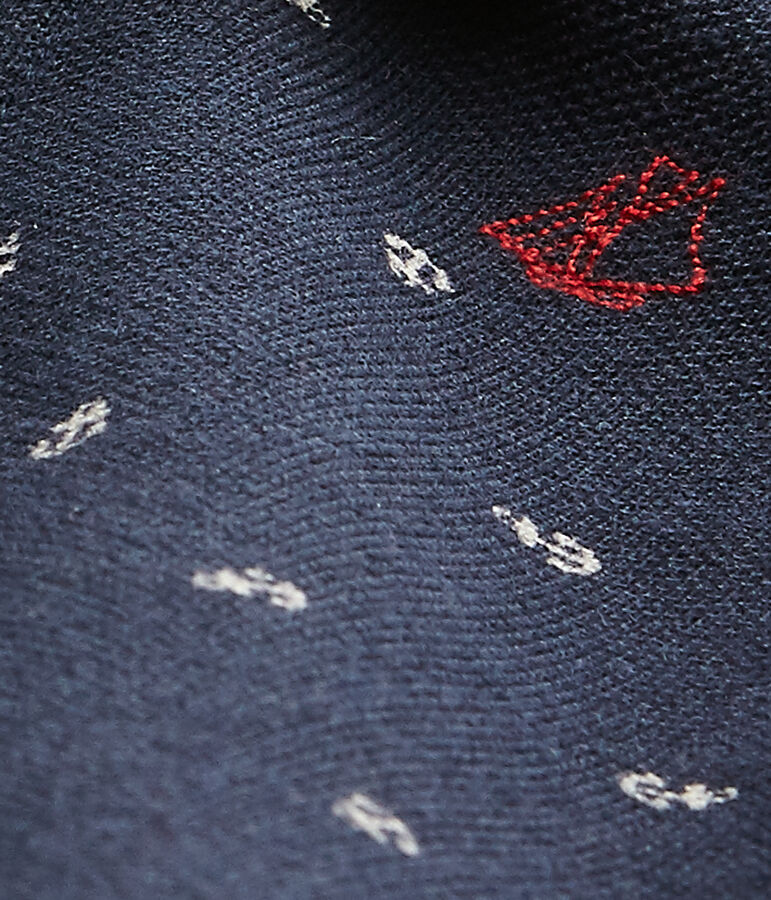 Baby boy's print romper with polo collar blue/beige