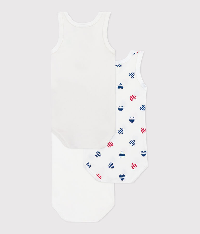 Babies' sleeveless stripy heart-pattern cotton bodysuits - 3-Pack variante 1