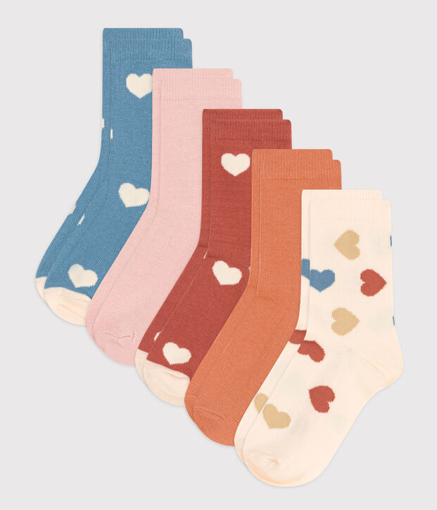 Children's Unisex Heart Patterned Socks - 5-Pack multicolor