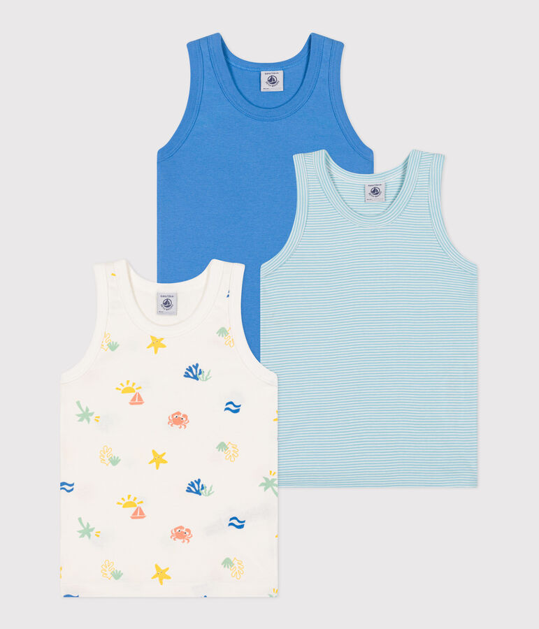 Children's printed cotton tank tops - 3-pack multicolor