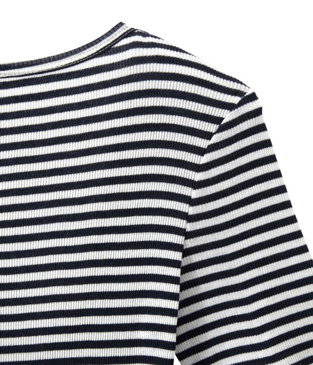 Women's second-skin cotton bodysuit blue/white