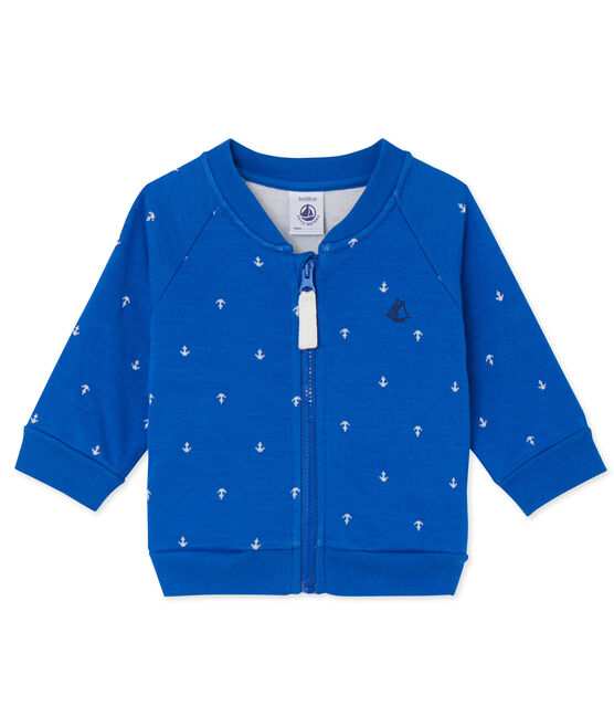 Cardigan bébé garçon en tubique DELFT blue/LAIT white