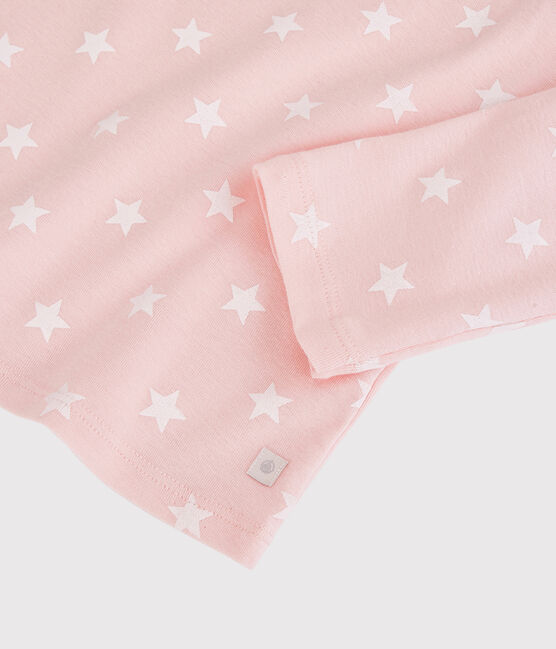Girls' Star Print Cotton Pyjamas MINOIS pink/MARSHMALLOW white