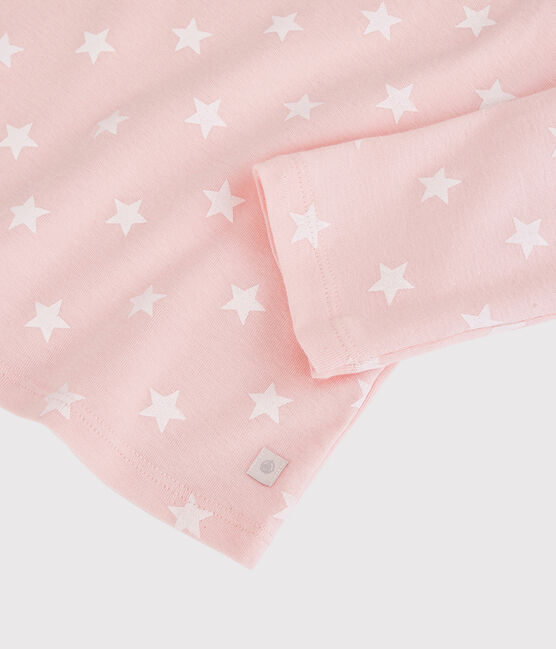 Girls' Star Print Cotton Pyjamas MINOIS pink/MARSHMALLOW white