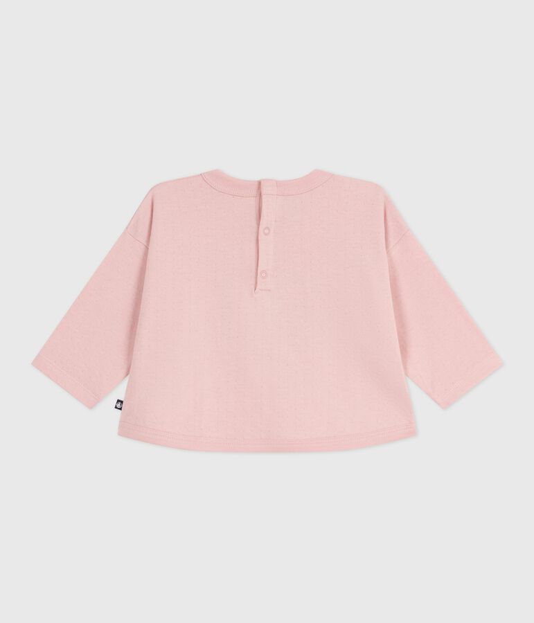 Babies' long-sleeved T-shirt with a cat design pink