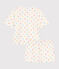 Women's short heart print cotton pyjamas MARSHMALLOW white/MULTICO white