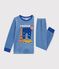 Children's Paris motif velour pyjamas blue
