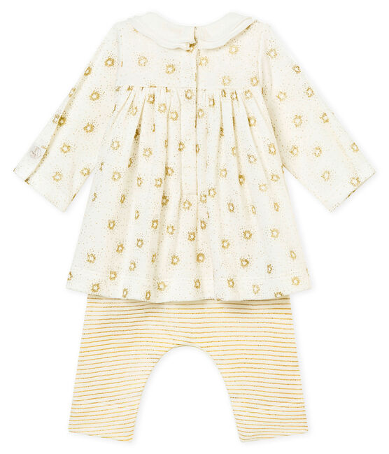 Baby girl's leggings dress MARSHMALLOW white/DORE yellow
