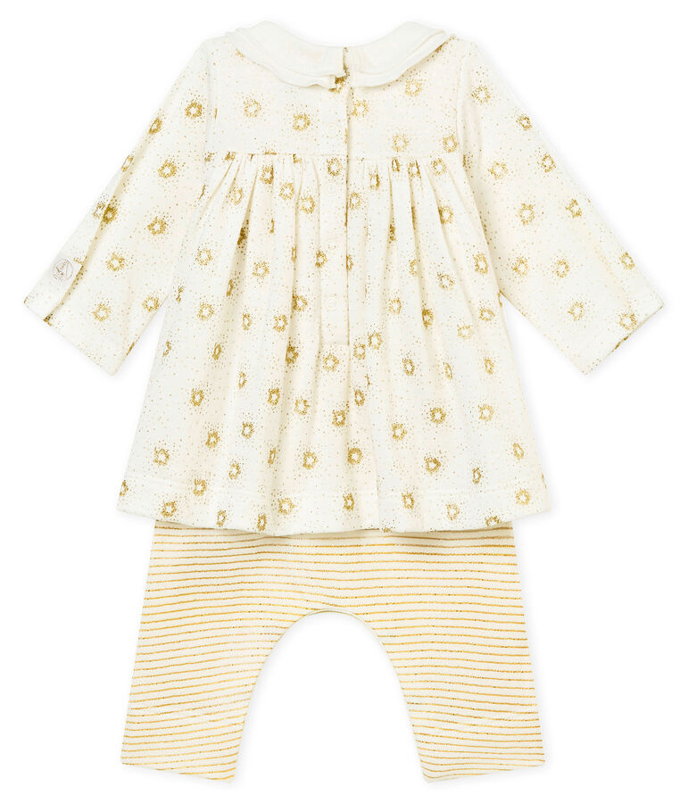 Baby girl's leggings dress MARSHMALLOW white/DORE yellow