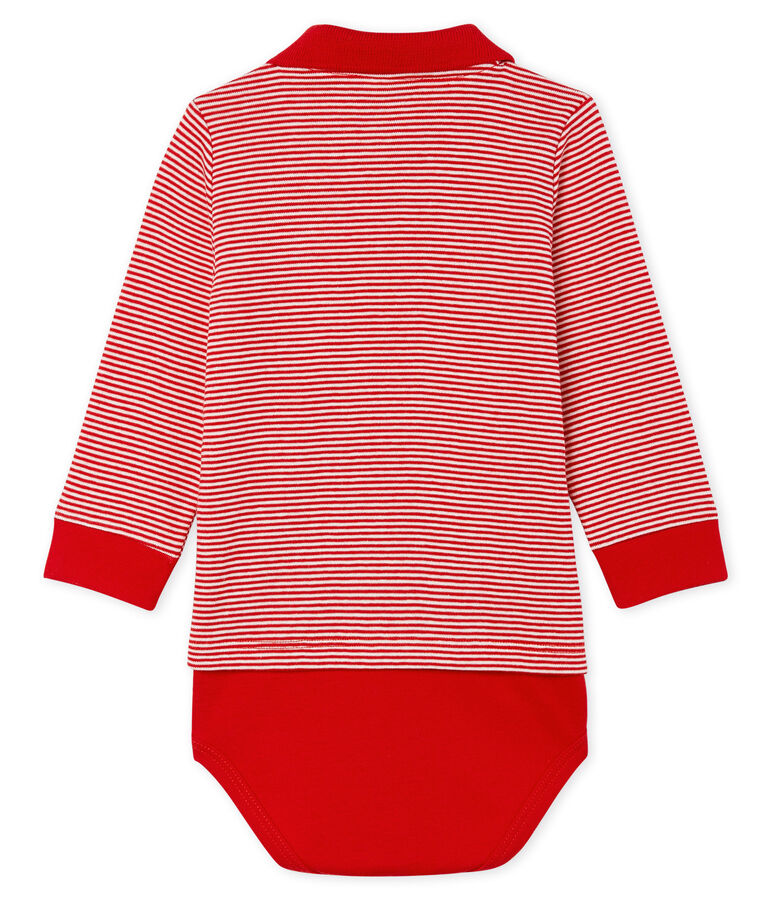 Baby Boys' Pinstriped Polo Shirt Bodysuit red/white