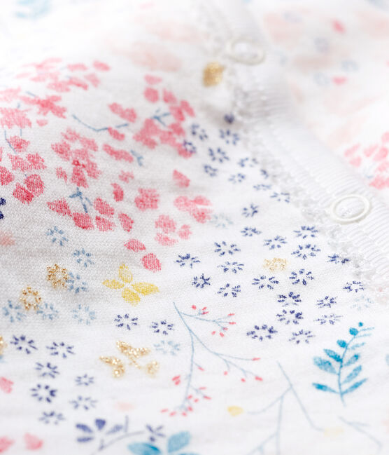 Baby Girls' Footless Tube-Knit Sleepsuit MARSHMALLOW white/MULTICO CN