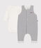 Babies' Cotton Jumpsuit and Bodysuit Outfit MARSHMALLOW white/SMOKING blue