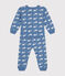 Babies' Footless Whale Design Cotton Pyjamas BEACH blue/MARSHMALLOW
