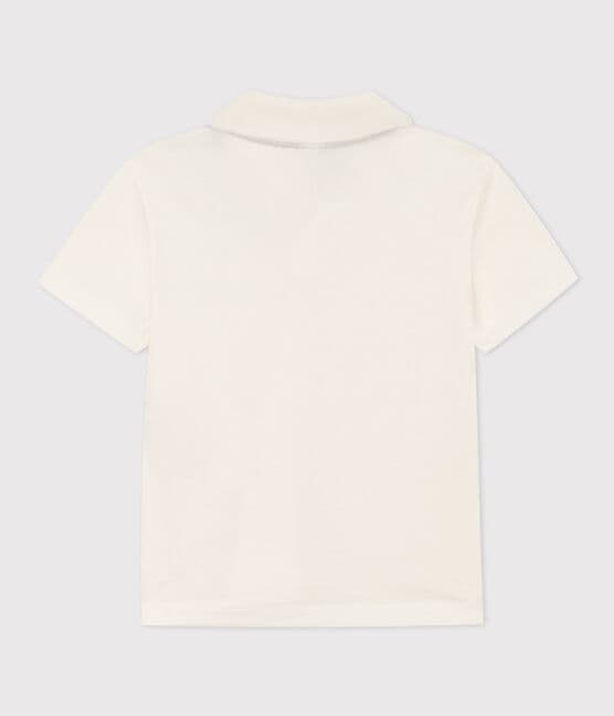 Boys' Short-Sleeved Cotton Polo Shirt MARSHMALLOW white