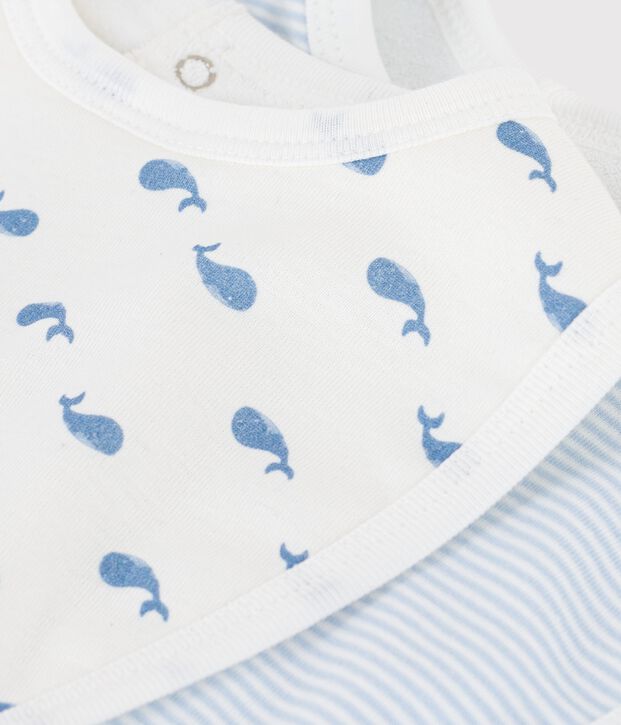 Pack of whale print cotton bibs for babies multicolor
