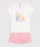 Children's short cotton pyjamas with an ocean design white/pink
