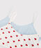 Girls' Red Heart Pattern Organic Cotton and Elastane Undershirts - 2-Pack variante 1