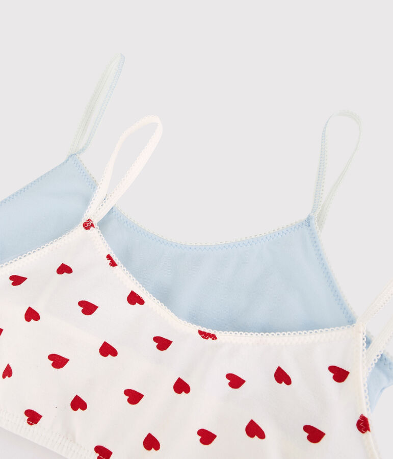 Girls' Red Heart Pattern Organic Cotton and Elastane Undershirts - 2-Pack multicolor