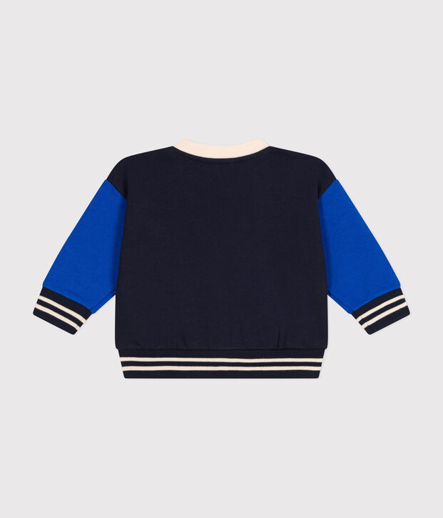 Babies' fleece varsity-style jacket blue/blue