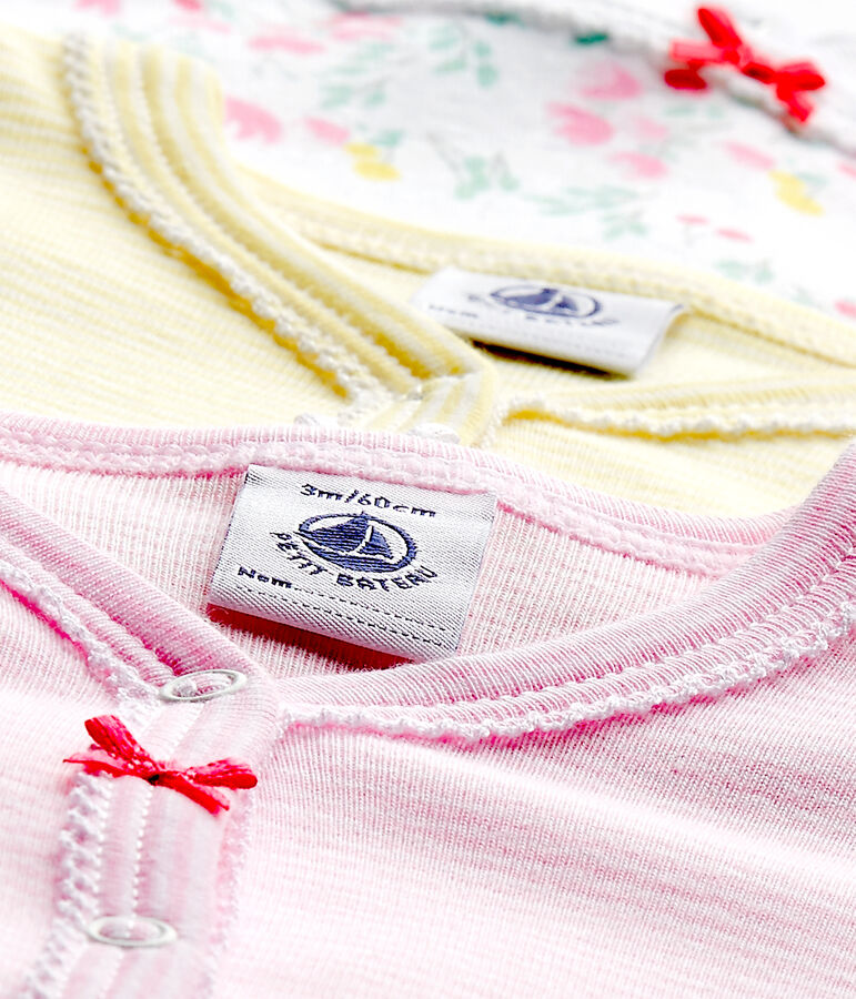 Set of three baby girl's sleepsuits white