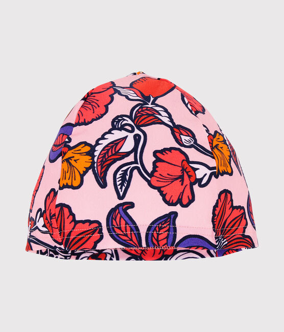 Anti-UV UPF 50+ swimming cap for girls PATIENCE pink/MULTICO white