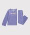 Children's velour pyjamas with a heart motif purple